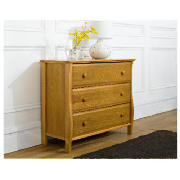 3 Drawer Wide Chest, Oak