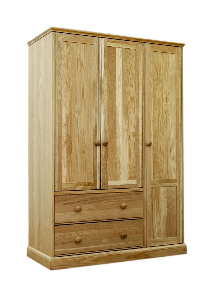 Oak Triple Gents Wardrobe with Drawers