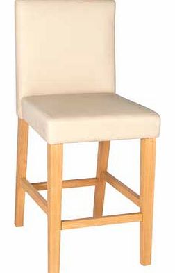 Cream Oak Stain Leather Effect Bar Stool