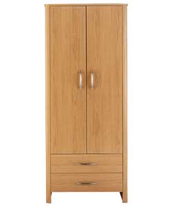 2 Door 2 Drawer Wardrobe - Oak