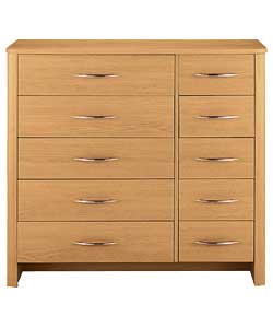 5 Wide 5 Narrow Drawer Chest - Oak