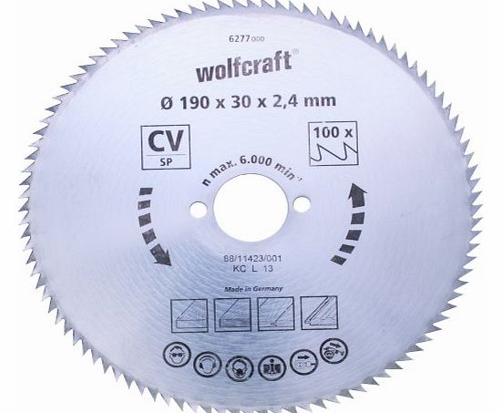 Wolfcraft 6263000 150 x 16 x 2mm CV Circular Saw Blade with 100 Teeth - Blue Series