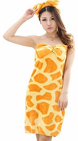 Deer Print Women Plus Size Robe Spa Bath Shower Terry Wrap Towel With Womdee Accessory