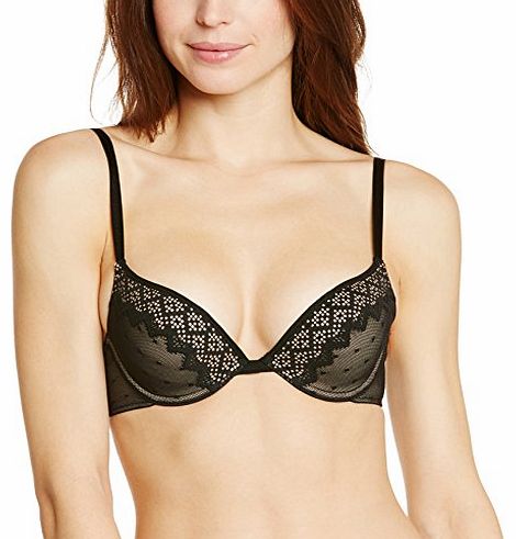 Womens Gel Bra Pixel Push-Up Graphic Push Up Bra - Black - Black - 34AA (Brand size: 90A)