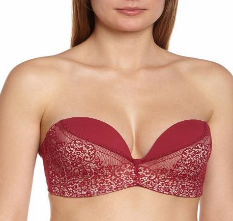 Wonderbra Womens PERFECT STRAPLESS LACE - SG Bandeau Strapless Everyday Bra Everyday Bra, Pink (Ruby), 38D (Manufacturer Size: 100D)