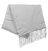 Plain Silver Grey Tassle Silk Scarf