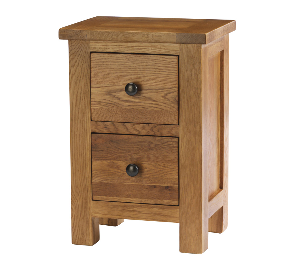 Oak 2 drawer bedside table