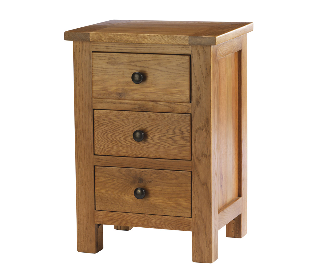 Oak 3 drawer bedside table