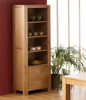 World Furniture Octavia 3 Shelf 2 Drawer Bookcase in American Oak