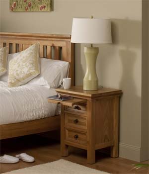 Stanmore 3 Drawer Bedside Table in Oak