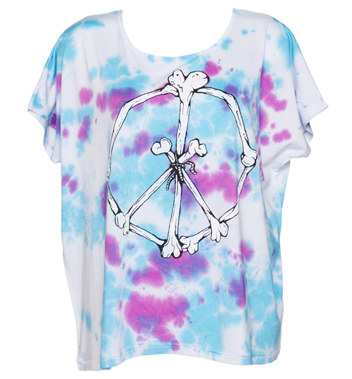 Ladies Tie Dye 90s Peace And Bones Drapey