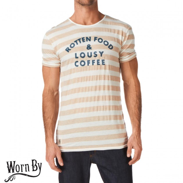 Mens Worn By Rotten Food T-Shirt - Ecru Marl