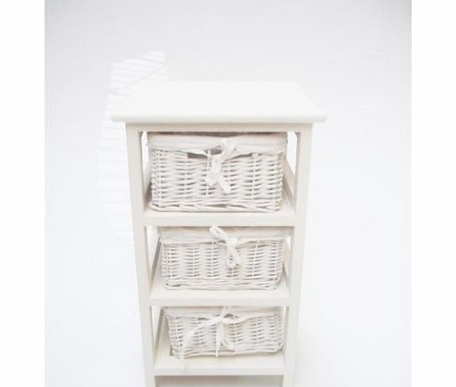 www.topfurnishing.co.uk WHITE NARROW BEDSIDE CABINET 3 CHEST OF DRAWS DRAWER BATHROOM STORAGE UNIT. WHITE LINING