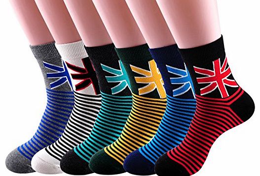 UK Star Flag Stripes Old Glory Fashion Casual Crew Man Dress Socks H4229