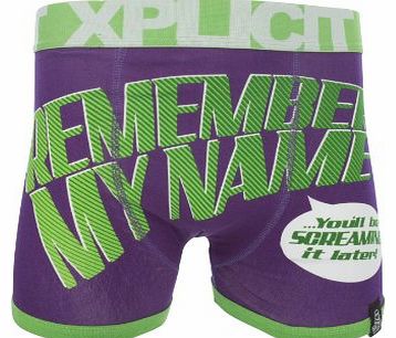 Mens Shout Out Funny Rude Novelty Boxer Shorts Purple Rain Large