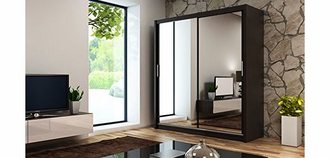 LUCA 11 Modern Wardrobe with Sliding Doors (Black Gloss, Small 150cm)