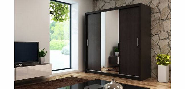 LUCA 12 Modern Wardrobe with Sliding Doors (Black Matt, Extra Large 250cm)