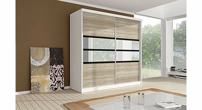 MULTI 9 Modern Wardrobe with Sliding Doors (White, 203cm)