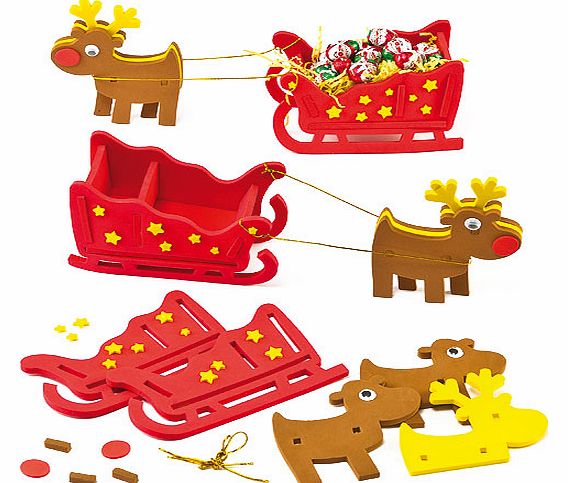 3D Foam Reindeer and Sleigh Kits - Pack of 2