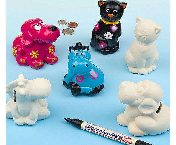 Cute Pet Ceramic Coin Banks - Box of 6