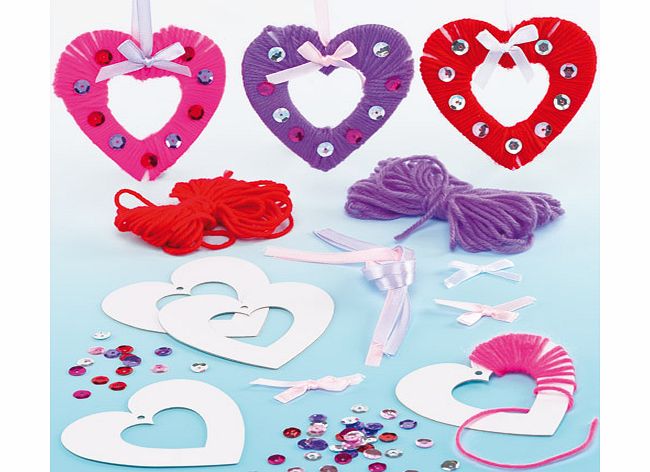 Heart Yarn Wreaths - Pack of 6