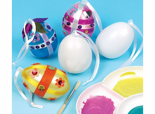 Ribbon Hanging Plastic Eggs - Pack of 12