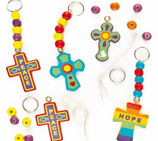 Wooden Cross Keyring  Bag Dangler Kits - Pack