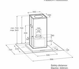 Zanussi ZHS92551XA 90cm Chimney Hood Stainless