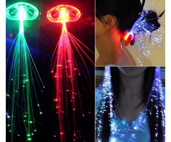 10x LED Light Up Hair Extensions Fibre Optic Hair Clip (in Random Colors)