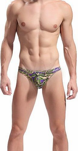 Mens Pattern Printed Cotton Sexy Thongs G-strings Briefs Underwear (GL)